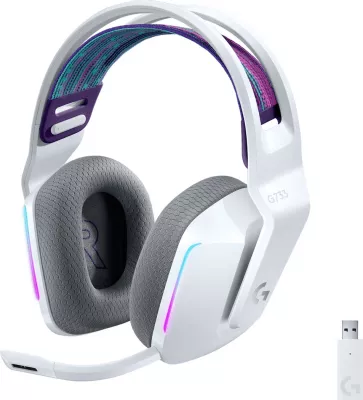 Kufje gaming wireless Logitech G733 Lightspeed 981-000883, me mikrofon, RGB, të bardha