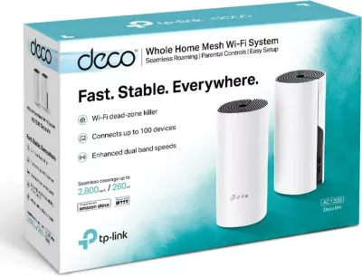 Router/Access Point Mesh Wi‑Fi, TP-Link Deco M4, AC1200 dual-band, 1Gbps, 1-Pack, e bardhë