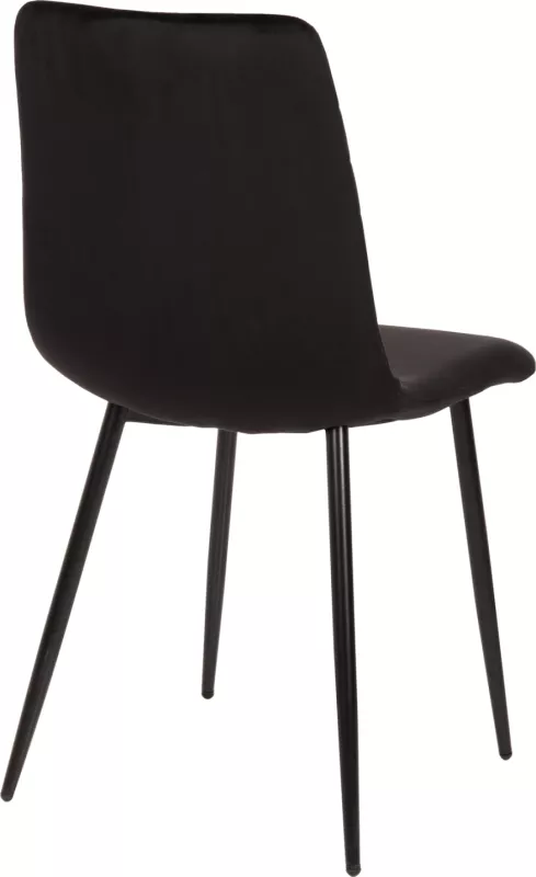 Karrige ngrënieje LATRELL, FH8587.04, kadife e zezë & këmbë metalike të zeza, 43x54x88H cm., set prej 4 copësh