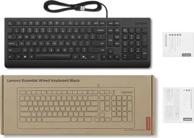 Tastierë me kabllo Lenovo Essential, layout gjerman, e zezë