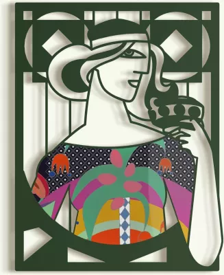 Aksesor dekorativ metalik për mur Wallity, Mystic Grace - APT819, 44x56cm