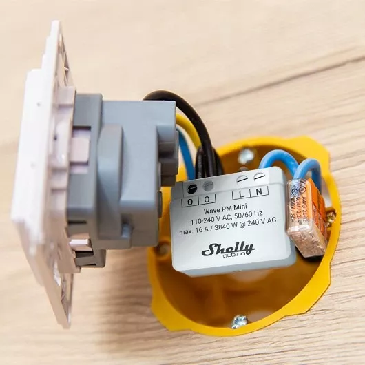 Smart switch Shelly Qubino Wave PM Mini, Wireless, 25 dBmW, 868.4 MHz, Gri