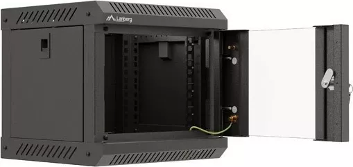 Kasë RACK LANBERG 10" 4U, e zezë, dyer xhami