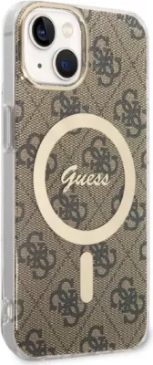 Set mbështjellës Guess GUBPP14SH4EACSW me karikues wireless për iPhone 14 6.1", kafe, MagSafe