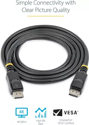 Kabllo DisplayPort StarTech DISPL3M, DP 1.2, 3m, 4K@60Hz, DP-DP, e zezë