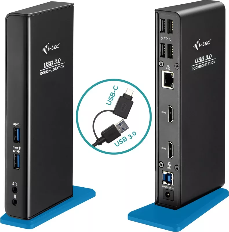 Docking station i-tec USB 3.0/USB-C Dual HDMI, Wired, USB 3.2 Gen 1, E zezë