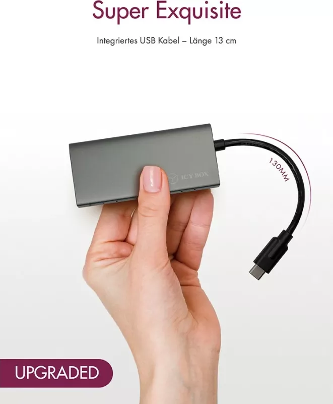 USB hub ICY BOX IB-HUB1428-C31, 4 porta, USB 3.2 Gen 2, alumini, antracit/zi