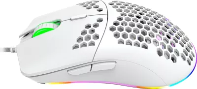 Maus gaming CANYON Puncher GM-11, 4200 DPI, 7 butona programueshëm, RGB, me kabllo USB 1.65 m, 128.5x67x37.5 mm, i bardhë