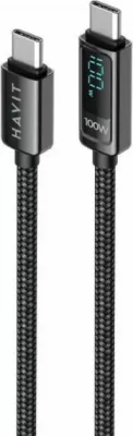 kabllo karikimi USB-C në USB-C HAVIT HV-CB6247, 100W, 2m, me LCD, e zezë