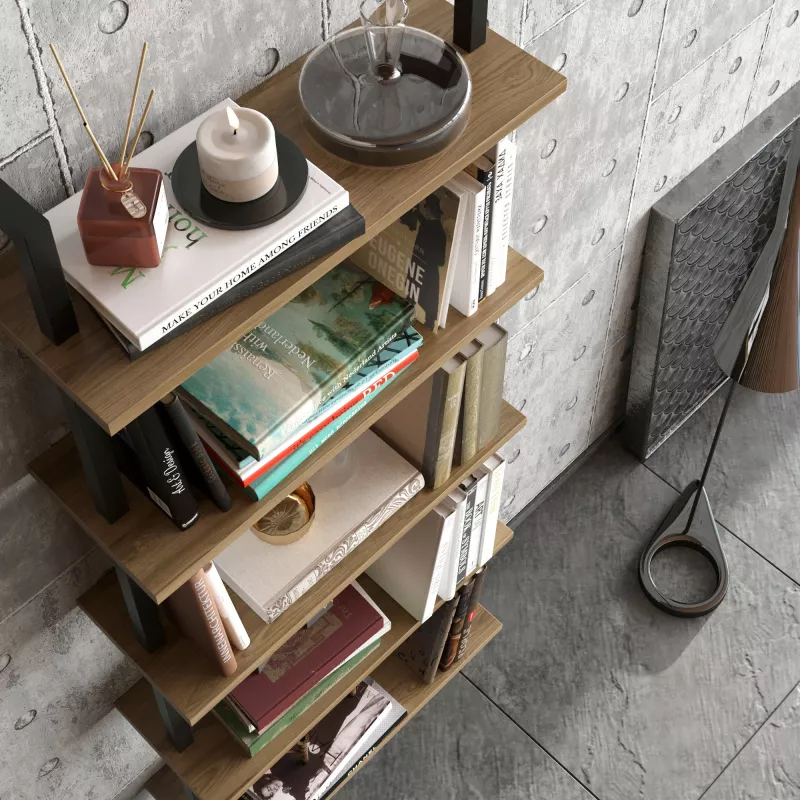 Raft librash Hanah Home, ngjyrë arre dhe e zezë, Piante