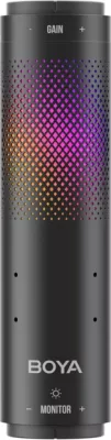 Mikrofon BOYA K9 me kabllo USB-C, 48 kHz 24-bit, RGB, me stendë tavoline dhe pop filter, i zi