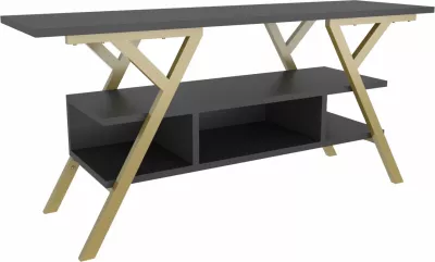 Komodinë TV Skye Decor, ngjyrë ari dhe antracit, Minerva