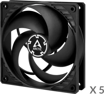Ventilator kase ARCTIC P12 Max 120mm PWM, 5 copë, e zezë