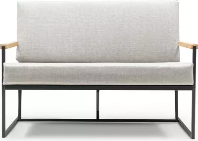 Divan kopshti dy vendësh, Skye Decor, krahë druri, bezhë/zi, 124x83x60cm