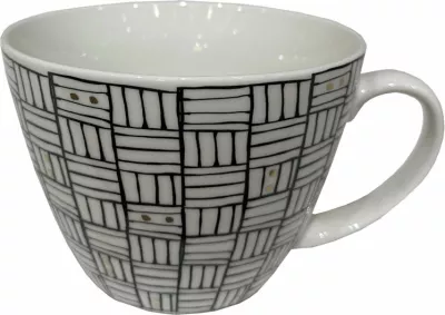 Filxhan Serax, porcelan New Bone China, bardhë, zi, ar, 11x11x8cm