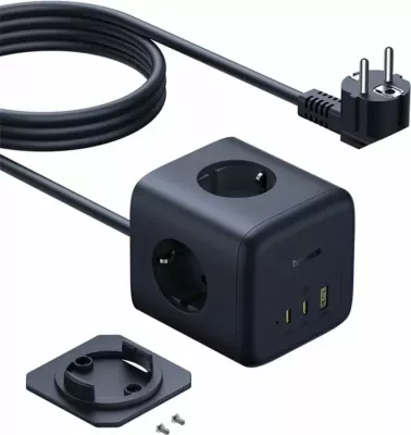 Zgjatues rryme Baseus EnerFill FA11 67W, 3 prizë Schuko + 2x USB-C + 1x USB-A, kabllo 1.5 m, i zi