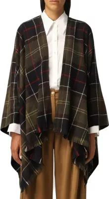 Pallto pelerinë për femra Barbour Staffin Tartan Serape LSC0184, jeshile e errët
