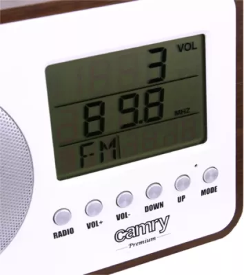 Radio digjitale CAMRY Premium CR1153, FM, LCD, alarm, termometër, kalendar, dizajn druri