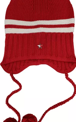Kapelë dimri Tommy Hilfiger Jeans AW0AW18311 për femra, e kuqe/bardhë