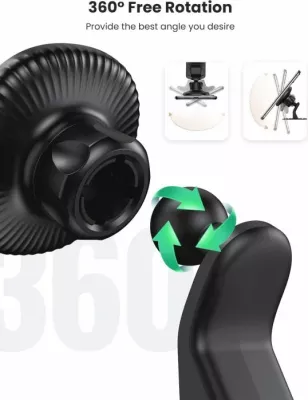 Mbajtëse telefoni magnetike për veturë UGREEN 80785, 360° rrotullim, ngjitës 3M, e zezë