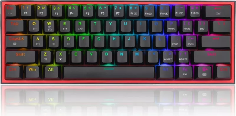 Keyboard Redragon K616 Fizz PRO, RGB, Wireless/Wired, Red Switch, Black