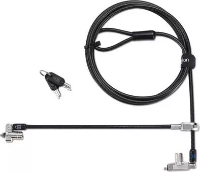Kensington kabëll sigurie për laptop Slim N17 2.0, me çelës, dy koka, për slot wedge, çelik, zi/argjend