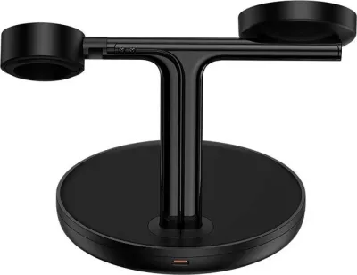 Mbështjellës karikues wireless Baseus Swan 3-in-1, 15W, MagSafe, i zi