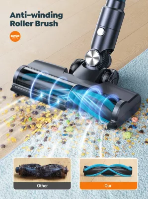 Fshesë me korent pa kabllo Honiture/Buture VC60 450W, 38000Pa, OLED, 1.5L, HEPA, deri 55min, set me aksesorë, blu/turkeze