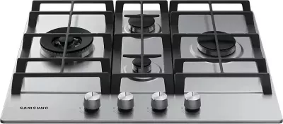 Pianurë gazi e inkastruar, Samsung NA64H3041BS/L1, 4 djegës, 10.3 kW, ndezje elektrike, grila gize, mbajtëse Wok, argjendtë Inox