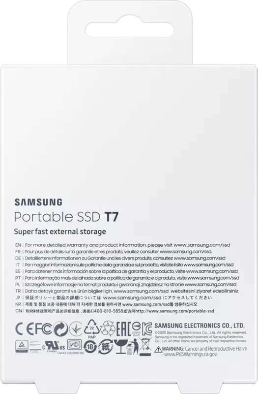 SSD portabël Samsung T7, 2 TB, USB Type-C 3.2 Gen 2, Gri