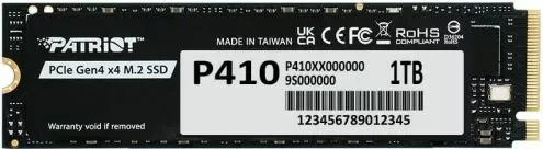 SSD i brendshëm PATRIOT P410 (P410P1TBM28H) 1TB M.2 2280 NVMe PCIe Gen4 x4, e zezë