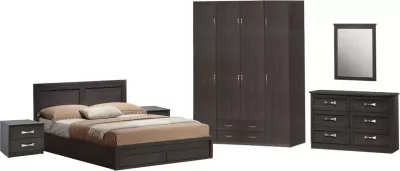 Set dhome gjumi 7 pjesë Shtrat për dyshek 150x200-Komodinë-Garderobë-Toalet Zebrano FH11099.01