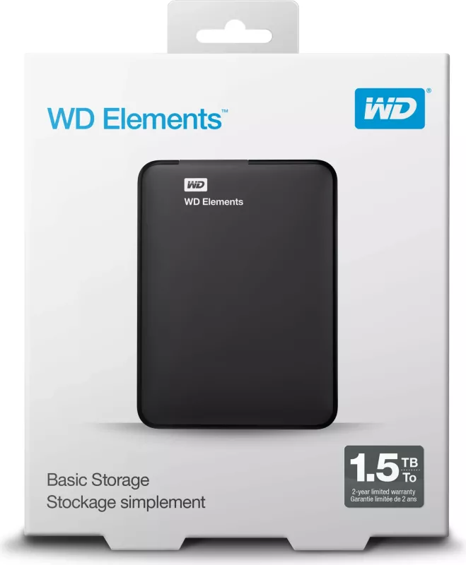 Hard disk Western Digital WD Elements Portable, 1.5 TB, 2.5", 3.2 Gen 1, e zezë