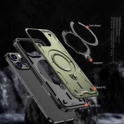 Mbështjellës Hurtel Hybrid Armor Trendy me MagSafe për iPhone 16 Pro, Jeshil