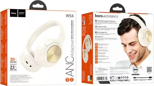 Kufje HOCO W54 wireless me ANC, Bluetooth, Milk