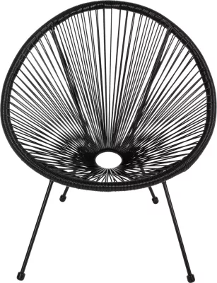 Karrige ACAPULCO lloj foleje, metal i zi dhe ratan i zi, FH5872.01, 70x73x79 cm