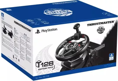 Timon loje Thrustmaster T128 SimTask Pack, Force Feedback, 270°-900°, USB-C, PC/PS5/PS4, i zi, paketë me pedale T2PM + SimTask Steering Kit