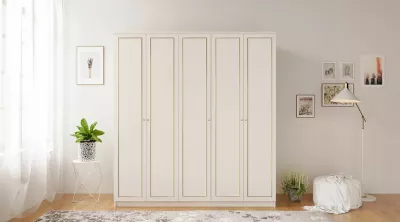Dollap garderobe Skye Decor, ngjyrë e bardhë mat, RB-082, 175x180x52cm