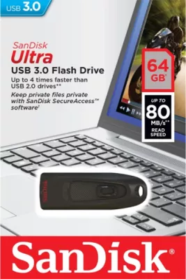 USB memorje SANDISK Ultra SDCZ48-064G-U46 64GB USB 3.0 80MB/s e zezë