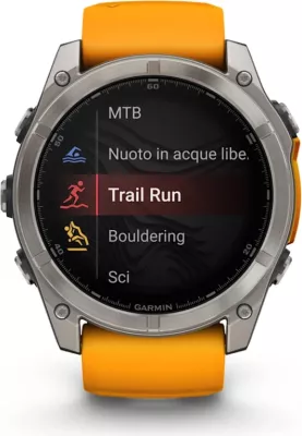 Smartwatch Garmin fēnix® 8 AMOLED, Sapphire Titanium with Spark Orange / Graphite silicone strap, 51 mm