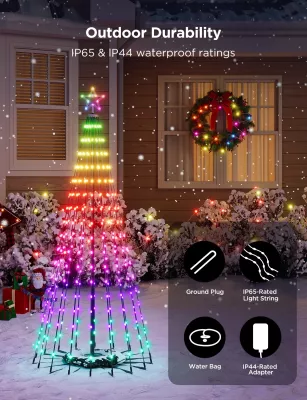 Drita dekorative smart Govee Cone Tree Lights RGBIC, IP65, 66 skena, me kontroll zanor, multicolor, set me 6 kunja