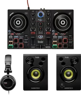 Set DJ Hercules DJ Learning Kit MK2, altoparlantë, kufje, i zi