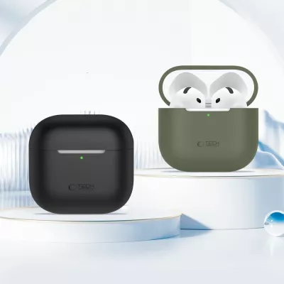 Mbështjellës Tech-Protect për AirPods 4, silikon, i zi