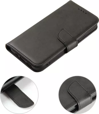 Mbështjellës magnetik me kapak dhe portofol Hurtel për Xiaomi Redmi 12, e zezë