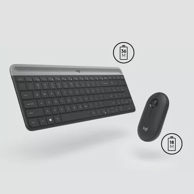 Kasë tastierë me maus Logitech Slim Wireless Combo MK470, full-size, wireless, QWERTZ, graphite