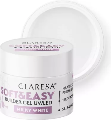 Xhel ndërtues për thonj Claresa Soft&Easy Builder Gel për femra Milky White 90g