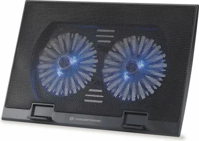 Pad ftohës laptopi Conceptronic 2-Fan, USB-A 2.0, deri 17 inç, zi