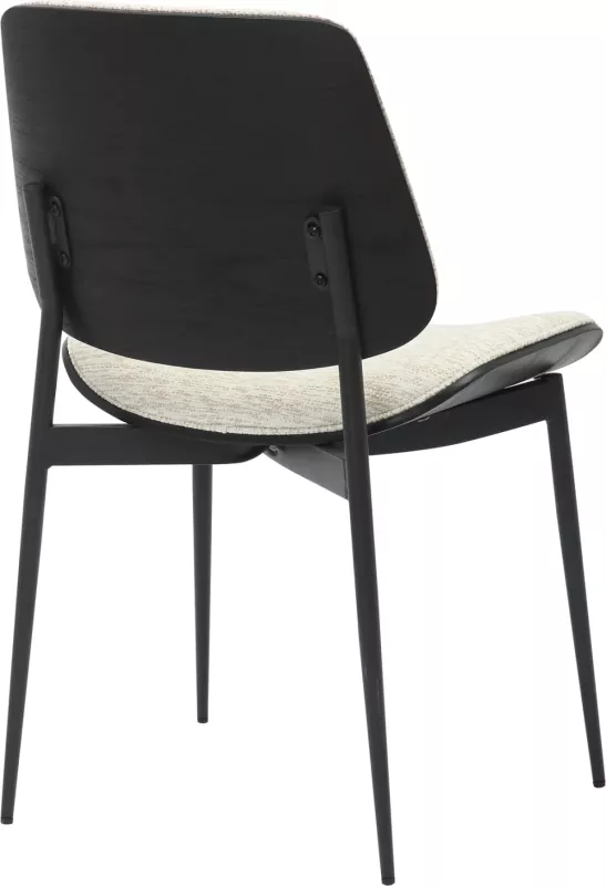 Karrige për ngrënie CONTI FH9983.02, metal i zi & dru i përpunuar, pëlhurë e kremtë, 48.5x56x82.5 cm, set prej 2 copash