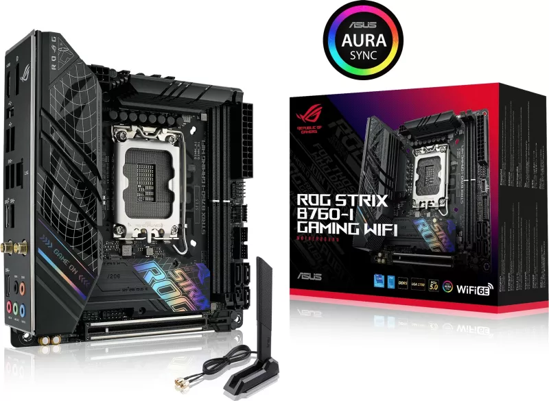 Pllakë amë ASUS ROG STRIX B760-I GAMING WIFI, Intel, LGA 1700, DDR5-SDRAM, 64 GB