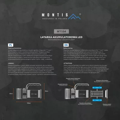 Elektrik dore Montis MT154, LED, 4000 mAh, Alumini, Gri